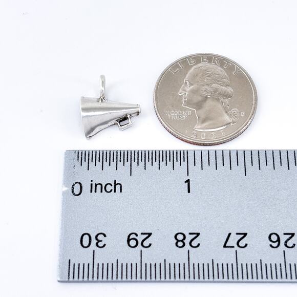 Vintage Thailand Sterling Silver 925 Cheer Megaphone Pendant Charm - Picture 7 of 7